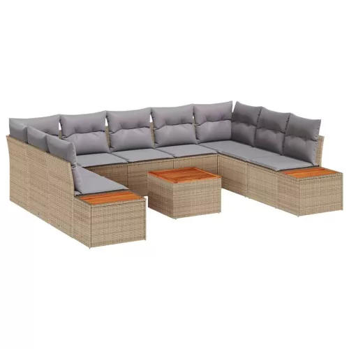  Kerti Kanapé Szett 5 pcs Beige és Világosszürke Polyrattan