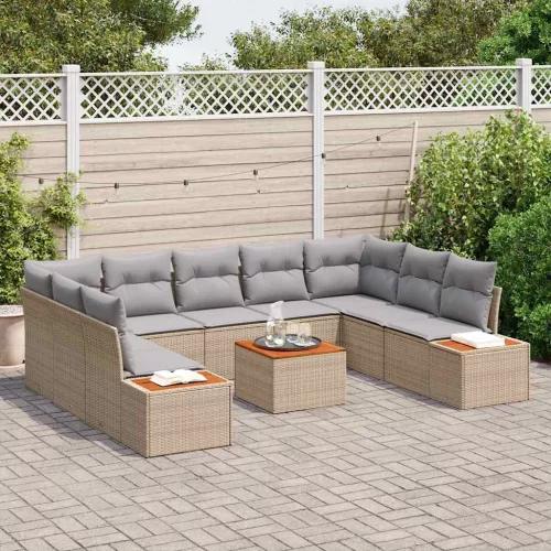  Kerti Kanapé Szett 5 pcs Beige és Világosszürke Polyrattan