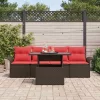  Kerti Kanapé Szett párnával tárolóval 5 pcs Barna Poli rattan