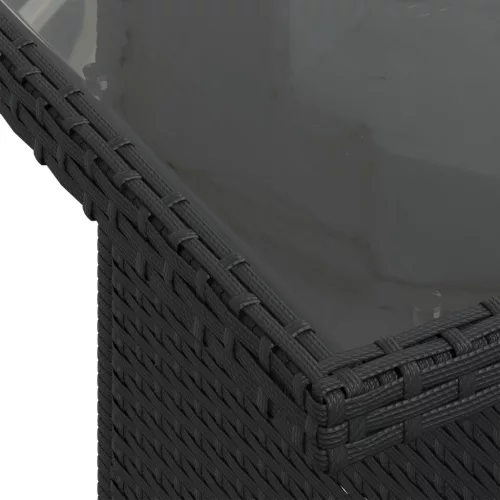  6 darabos kerti kanapé szett párnákkal fekete poli rattan