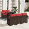  Kerti Kanapé Szett párnával tárolóval 6 pcs Barna Poly Rattan