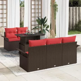    Kerti Kanapé Szett párnával tárolóval 6 pcs Barna Poly Rattan