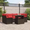  Kerti Kanapé Szett párnával tárolóval 7 pcs Barna Poly Rattan