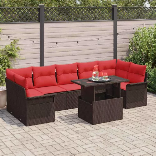  Kerti Kanapé Szett párnával tárolóval 8 pcs Barna Poly Rattan