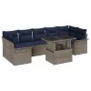  Kerti Kanapé Szett párnával tárolóval 8 pcs Szürke Poly Rattan
