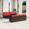  Kerti Kanapé Szett párnával tárolóval 9 pcs Barna Poly Rattan