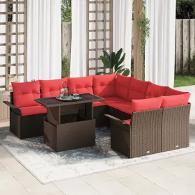    Kerti Kanapé Szett párnával tárolóval 9 pcs Barna Poly Rattan