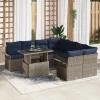  Kerti Kanapé Szett párnával tárolóval 9 pcs Szürke Poly Rattan