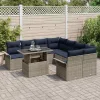  Kerti Kanapé Szett párnával tárolóval 9 pcs Szürke Poly Rattan