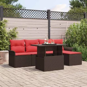    Kerti Kanapé Szett párnával tárolóval 6 pcs Barna Poli rattan