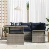  Kerti Kanapé Szett párnával tárolóval 5 pcs Szürke Poly Rattan