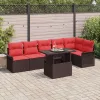  Kerti Kanapé Szett párnával tárolóval 7 pcs Barna Poli rattan