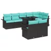  Kerti Kanapé Szett párnával tárolóval 9 pcs Fekete Poly Rattan