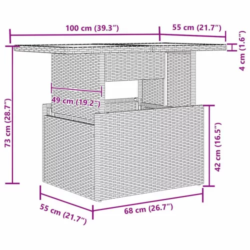  Kerti Kanapé Szett párnával tárolóval 8 pcs Bézs Poli rattan