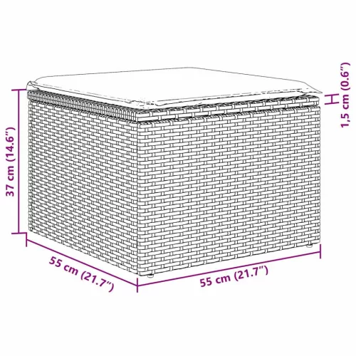  Kerti Kanapé Szett párnával tárolóval 8 pcs Bézs Poli rattan