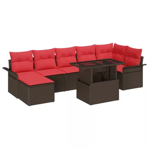  Kerti Kanapé Szett párnával tárolóval 8 pcs Barna Poly Rattan