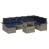  Kerti Kanapé Szett párnával 9 pcs Szürke Poly Rattan