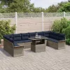  Kerti Kanapé Szett párnával párnával 11 pcs Szürke Poly Rattan