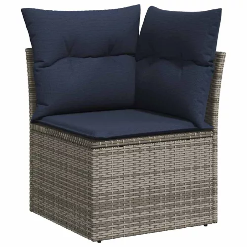  Kerti Kanapé Szett párnával párnával 11 pcs Szürke Poly Rattan