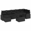  Kerti Kanapé Szett párnával tárolóval 8 pcs Fekete Poli rattan