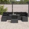  Kerti Kanapé Szett párnával tárolóval 8 pcs Fekete Poli rattan