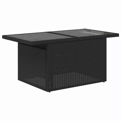  Kerti Kanapé Szett párnával tárolóval 8 pcs Fekete Poli rattan