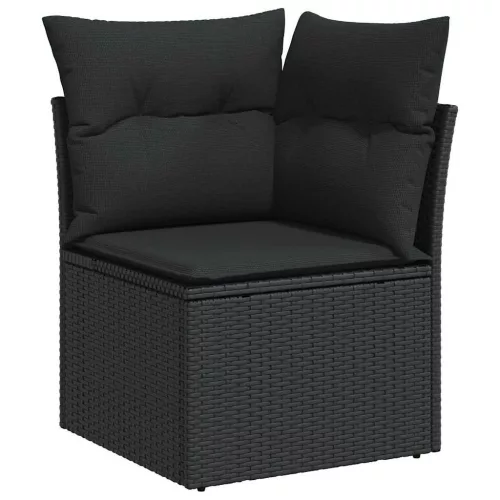  Kerti Kanapé Szett párnával tárolóval 8 pcs Fekete Poli rattan
