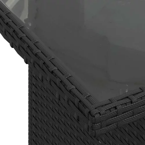  Kerti Kanapé Szett párnával tárolóval 5 pcs Fekete Poli rattan