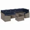  Kerti Kanapé Szett tárolóval 8 pcs Szürke Poli rattan