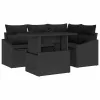  Kerti Kanapé Szett 5 pcs Fekete polirattan & Porszórt acél