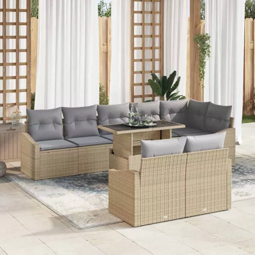  Kerti Kanapé Szett párnával 9 pcs Beige és Világosszürke