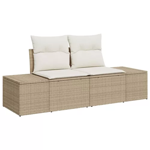  Kerti Kanapé Szett tárolóval 11 pcs Bézs Poli rattan