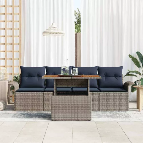 Kerti Kanapé Szett tárolóval 5 pcs Szürke Poli rattan
