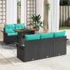  Kerti Kanapé Szett tárolóval 6 pcs Fekete Poli rattan