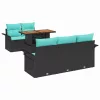  Kerti Kanapé Szett tárolóval 6 pcs Fekete Poli rattan