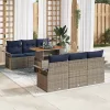  Kerti Kanapé Szett tárolóval 7 pcs Szürke Poli rattan