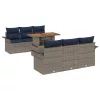  Kerti Kanapé Szett tárolóval 7 pcs Szürke Poli rattan