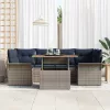  Kerti Kanapé Szett tárolóval 7 pcs Szürke Poli rattan