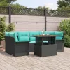  Kerti Kanapé Szett tárolóval 7 pcs Fekete Poli rattan