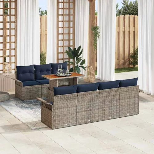  Kerti Kanapé Szett tárolóval 8 pcs Szürke Poli rattan