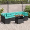  Kerti Kanapé Szett tárolóval 8 pcs Fekete Poli rattan