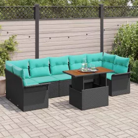  Kerti Kanapé Szett tárolóval 8 pcs Fekete Poli rattan
