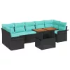  Kerti Kanapé Szett tárolóval 8 pcs Fekete Poli rattan