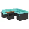  Kerti Kanapé Szett tárolóval 9 pcs Fekete Poli rattan