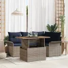  Kerti Kanapé Szett tárolóval 5 pcs Szürke Poli rattan