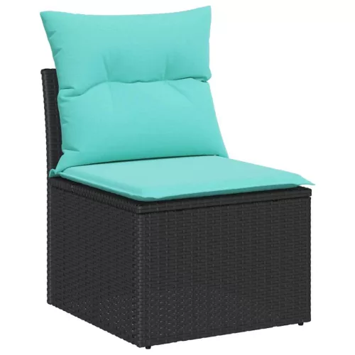  Kerti Kanapé Szett tárolóval 6 pcs Fekete Poli rattan
