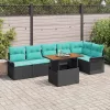  Kerti Kanapé Szett tárolóval 7 pcs Fekete Poli rattan