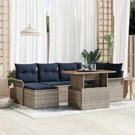  Kerti Kanapé Szett tárolóval 7 pcs Szürke Poli rattan
