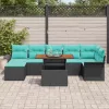  Kerti Kanapé Szett tárolóval 8 pcs Fekete Poli rattan