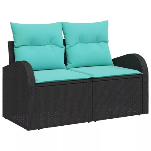  Kerti Kanapé Szett tárolóval 9 pcs Fekete Poli rattan